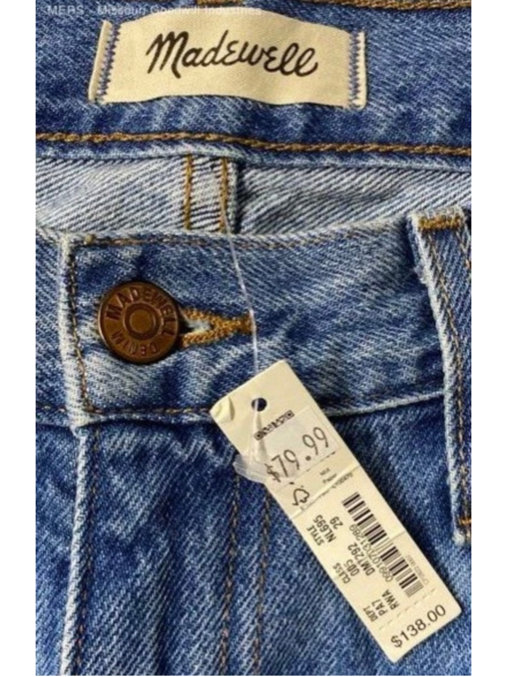 Women's Madewell Blue The Slouchy Boyjean Jeans Size 29 - Picture 3 of 4